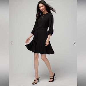 WHBM Beaded Godet Dress Black - size 6 NWT